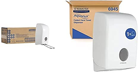 Kimberly-Clark Seifenspender Aquarius 6955 - Schaumseifespender - Weiß, 1 l & Aquarius Spender für Papierhandtücher 6945 – 1 x Papierhandtuchspender, weiß