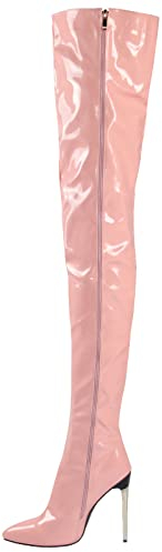 Stivali Alti alla Coscia da Donna, Scarpe con Tacco in Pelle con Tacco a Spillo da Donna Stivali sopra Il Ginocchio da Donna,Rosa,40 EU