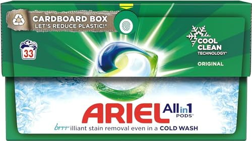 Ariel All-in-1 PODS®, Washing Liquid Laundry Detergent Tablets/Capsules 33 Washes, Original, Brilliant Stain Removal Even In A Cold Wash
