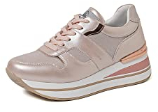 QUEEN HELENA Scarpe Alte da Ginnastica Sneakers Casual Platform Plateau Zeppa Leggere Donna X28-36 (X28-38 Rosa, Numeric_37)
