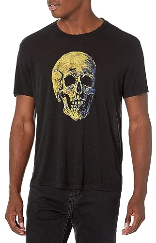 John Varvatos Herren Painted Skull Tee, Schwarz, Klein