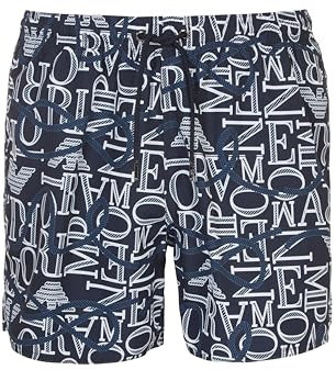 Emporio Armani Ropes Macro Logo Swim Boxer, Boxer Uomo, Multicolore (Navy-White Ropes), 52