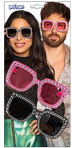 Boland - Ensemble de lunettes de fête, 2 pièces, lunettes pour adultes, lunettes amusantes, sans ordonnance, lunettes de soleil, tenue de mauvais goût, accessoires pour déguisements de carnaval