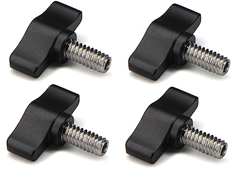 Befenybay Lot de 4 vis moletées 1/4-20 x 1/2 en acier inoxydable avec filetage standard/gros filetage noir bouton en aluminium