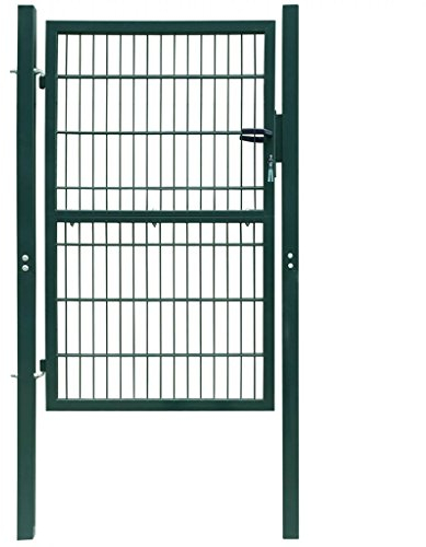 JUNZAI 2D Zauntor (Einzeltor), Gartentor, Gartentür, Gartentüren, Tor Garten, Gartentüren, Garten Tore, Flügeltore, Grün 106x190 cm