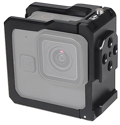 Käfig-Schutzrahmen für GoPro Hero 11 Black Mini, Aluminiumlegierung, 1/4 Zoll Verlängerungsloch, Action-Kamera-Käfigschale mit Kamera-Akkudeckel für GoPro Hero 11, schwarzes Mini-Schutzzubehör