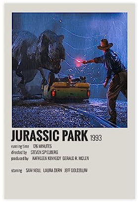 Jurassic Park 1993 American Science Fiction Action-Filmeinband, Wandkunst, Deco-Poster, Wandkunst, Dekordruck, Bild, Gemälde für Wohnzimmer, Schlafzimmer, Dekoration, ungerahmt, 30,5 x 45,7 cm