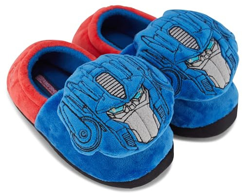 Transformers Boys 3D Plush Slipper - Optimus Prime, Royal Red, 11-12 US Little Kid