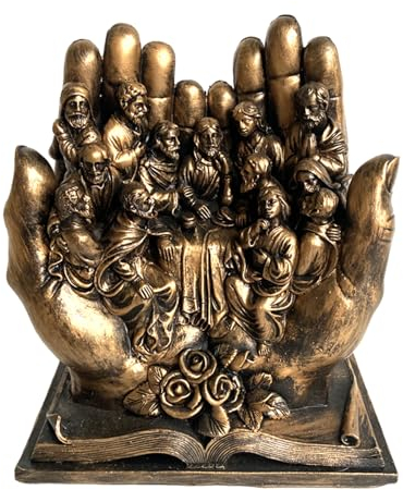 Pomurom Das letzte Abendmahl Statue Desktop Ornamente, Figur Jesus an den Händen aus Kunstharz, Religiöse Sammlerfigur Jesus Skulptur für Weihnachten Zuhause Büro Bücherregal Tischdekoration