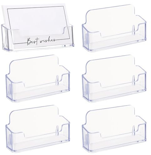 Partideal 6 porta biglietti da visita, supporto trasparente per biglietti da visita, espositore da scrivania per donne e uomini, porta biglietti da visita personalizzati, in acrilico, adatto per