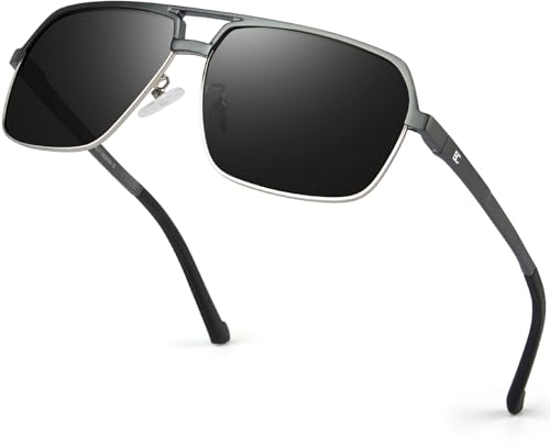 Bircenpro Polarisierte Sonnenbrille for Herren klassische - 100% UV Schutz Retro Schwarz Sonnenbrillen Polarisiert for Männer zum Fahren und Angeln (B-Gunmetal Frame Black Lens)