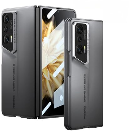 BRAND SET Hülle für Honor Magic V2 – Schlanke Schutzhülle mit komfortablem Griff & integriertem Frontdisplay-Schutz (Kühles Grau)