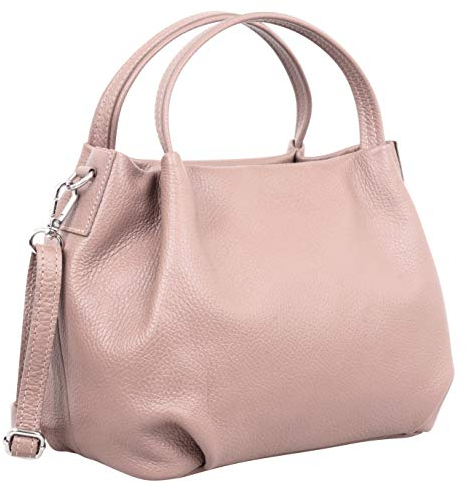 Marco VENEZIA Handtasche Damen mittelgroß, Handtasche Damen groß Leder, Schultertasche Leder, Umhängetasche Damen Leder, Umhängetasche groß (Rose)