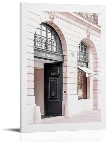 MDCRADI Poster rose Chanel Shop pour salon, chambre à coucher, décoration murale moderne esthétique, cadeau pour ami, style cadre, 40 x 60 cm