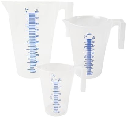 Messbecher | 3er Set | 500ml + 1000ml + 2000ml | geeignet für Spülmaschine und Mikrowelle | hochwertiges Polypropylen | Material hitze- und kältebeständig | (3er Set)