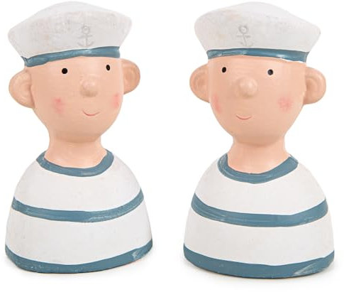 Logbuch-Verlag 2 Matrosen Figuren blau weiß Kapitänsfiguren Maritime Dekofiguren Nordsee Ostsee Badezimmerdeko 10,5 cm