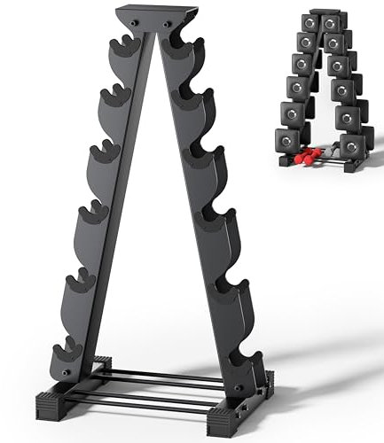 Dumbbell Rack Stand Only, Compatible with Peloton Weights, Ergonomic Weight Rack for Home Gym Dumbbells with 6-Tier, Space-Saving Home Gym Storage Rack, Plus Neoprene Set Storage, Compact