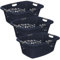 Rotho 3er-Set Wäschekorb Flowers 50l, Kunststoff (PP) BPA-frei, anthrazit, 3x50l, (65,1 x 49 x 26,2 cm) (Rot)