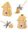 Frontones Decorativos Salon Juego completo de decoración de colmena para festivales, Kit completo de 4 piezas con palos de rodamiento, adornos de ideales para decoraciones de (Yellow, One Size)
