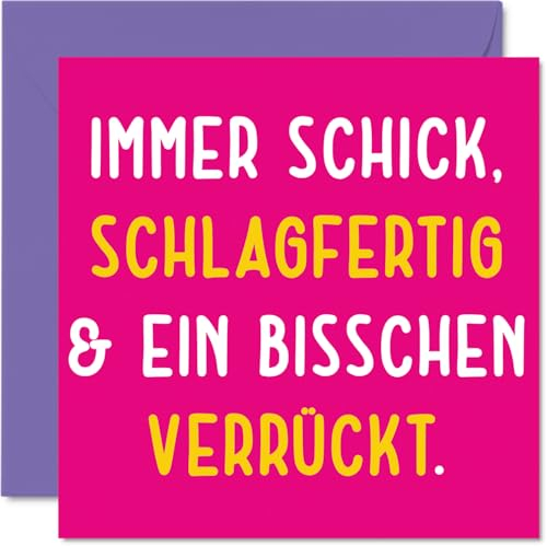 Stuff4 Geburtstagskarte Lustig Frau - Bisschen Verrückt - Lustiger Alles Gute Zum Geburtstag Karte für Mama Oma Tante Schwester Freundin Kollegin 145mm Unhöfliche Scherzen Glückwunschkarten
