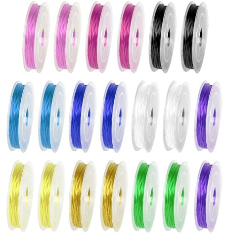 YSJCHEBS 20 Rotoli di Corda Elastica, Corda per Creazione di Gioielli, Corda Intrecciata A Mano, Accessori per Gioielli Fai da Te, Corda Elastica per Bracciale, Creazione Artigianale Fai da Te