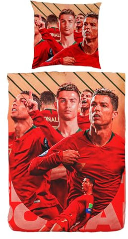 Hsewudwsd Fußball Star Bettwäsche 135x200 2-Teilig Mit Reißverschluss Microfaser Bettbezug Mit 80x80cm Kissenbezug Atmungsaktiv Hautfreundlich