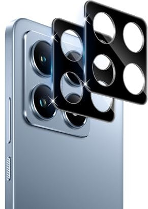 Datree para Xiaomi 14T /Xiaomi Mi 14T Protector de Pantalla Lente de Cámara, 2 Piezas 9H Dureza HD Anti-Arañazos Cristal Templado Cámara Trasera Lente Protector -Negro