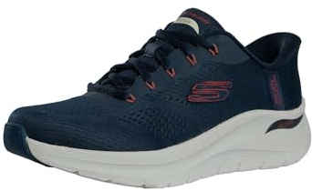 Skechers Arch Fit 2.0 Lestur, Zapatillas Hombre, Navy Mesh/Synthetic/Red Trim, 42 EU