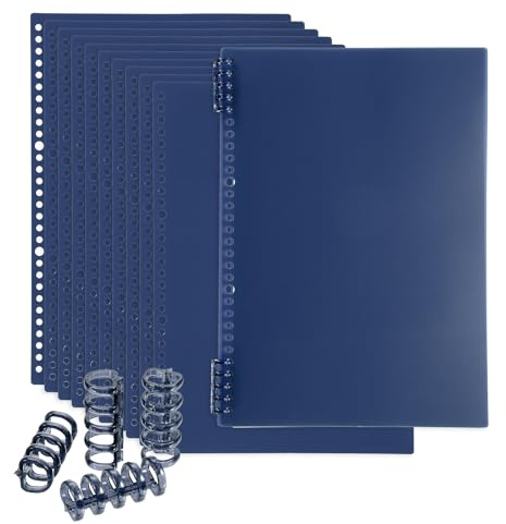 PATIKIL 12er-Pack Bindemappen A4 11,8x8,5 Zoll 22 Mil dunkelblau | Kunststoff-Notizbuchdeckelblätter, mit Bindungskamm, für Buchpräsentationen