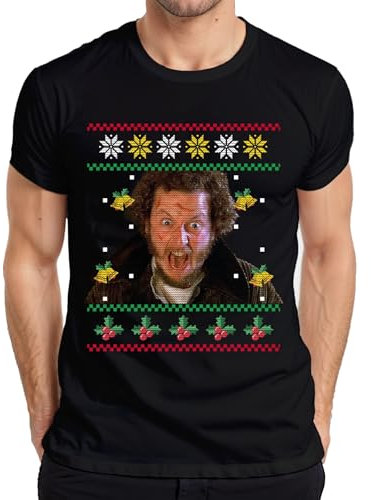 Marv Kevin Allein Zuhause Ugly Christmas Sweater Weihnachten Herren T-Shirt, Schwarz, XL
