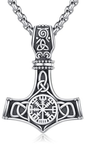 REDSUN Thors Hammer Halskette 925 Sterling Silber Viking Thors Hammer Anhänger Keltischer Knot Nordischer Wikinger Schmuck Amulett Schmuck für Herren Jungen Damen Männer