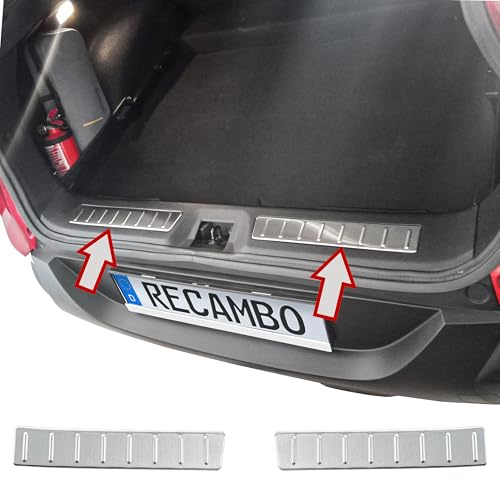RECAMBO Ladekantenschutz Edelstahl kompatibel für Renault Kadjar | BJ 2015-2022 - matt gebürstet mit Textur - Styling und Schutz für die Stoßstange