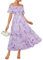 GRACE KARIN Abito Lungo da Spiaggia da Donna, Estivo, Floreale, Elegante, da Sera, Damigella d'Onore, Floreale, Viola, XL