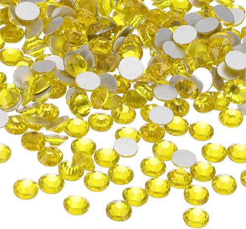 PATIKIL 1600Pcs SS20 Round Flatback Crystal 4.6-4.8mm Glass Rhinestones Gems Diamonds for DIY Crafts Clothes Shoes Nail Art Decoration, Yellow