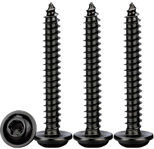 Drenky Holzschrauben Torx Schwarz,M4x30mm Blechschrauben Edelstahl Rostfrei A2 V2A 50 Stück Selbstschneidende Schrauben Schwarz Tellerkopfschrauben Vollgewinde