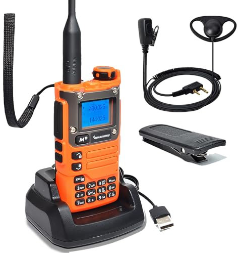 Quansheng UV-K5(8) Radio bidireccional portátil VHF UHF UHF FM NOAA UV-K6 Naranja para Exteriores/almacenaje y logística/navegación/producción Industrial (Naranja, con Auricular en Forma de D)