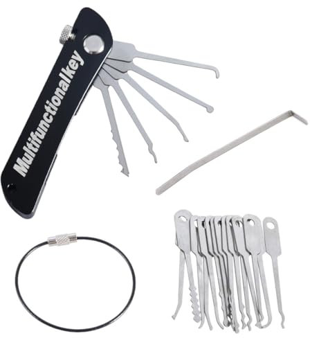 JAWUZ 20 in 1 kit crochet kit de crochetage kit crochetage serrure kit crochetage serrure clef passe partout Convient aux débutants et aux professionnels(Noir)