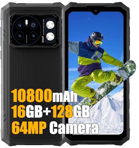 HOTWAV Cyber 13 Android 14 Rugged Smartphone 2025, 16GB+128GB/1TB TF, 10800mAh Telefono Indistruttibile Cellulare Robusto, 64MP+16MP, 6.6 HD+ Cellulari Resistente IP68, 4G LTE, NFC, OTG,GPS