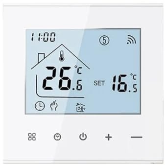 Cpolebev Tuya Warm Floor Thermostat 16A Smart WiFi Temperature Controller Water Heating Thermostat of Remote Control for Home White
