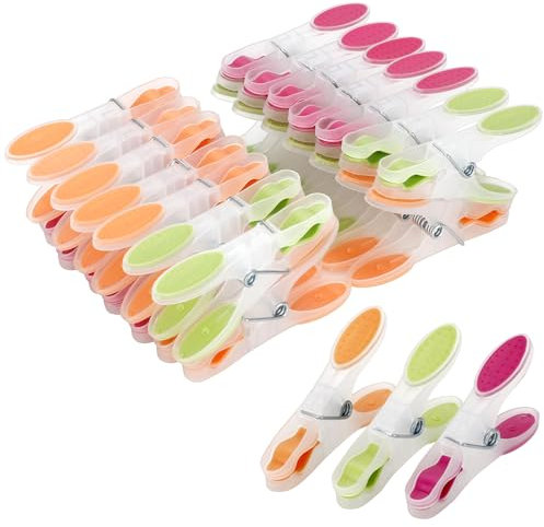 Romon Wäscheklammern, 30 Stück Bunte Wäscheklammern Handtuchklammern Clips Sockenklammern Clips aus stabilem Kunststoff mit Soft-Grip-Bereich für Unterwäsche Hosen T-Shirts Unterwäsche Socke Handtuch
