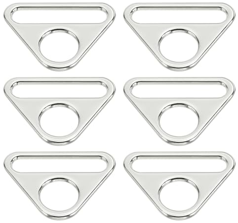 PATIKIL 6 Stück Dreieckige D-Ring Schnallenversteller 1 5 Zoll Silber Weiß | Dreiecksschnallen, Metall, Mit Stangen, Drehclip, Für Handtasche Riemenschlaufen Hundemarken Clip