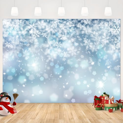 APROPHIC Foto Hintergrund, Weihnachten Foto Hintergrund, Party Geburtstag Dekoration Familie Banner Winter Schneeflocke Fotografie Weiß Blau (300x210cm)