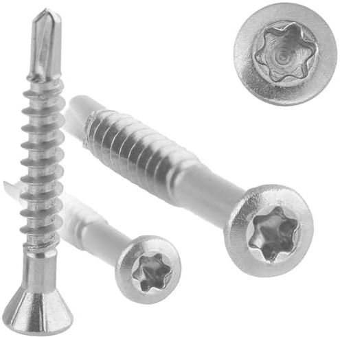 100 Stück Dielenschrauben 3,2x30 mm Innensechsrund (TX) Holzschraube mit Bohrspitze Zierkopf kleiner Kopf Edelstahl A2 WIBTEC®