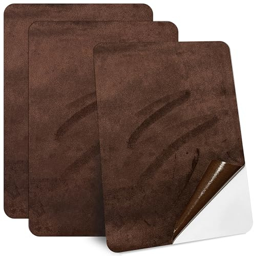 Mikrofaserstoff Selbstklebend,3stück 20 * 30cm Flicken Selbstklebend Stoff,Reparatur Patches Selbstkleben,Samt Reparaturflicken für Autositze,Sofa,DIY (Dunkelbraun)