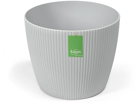 Übertopf mit Rillen-Design Ø 30cm Grau, runder Blumentopf aus Kunststoff, robust & leicht, Pflanztopf für Innen & Außen