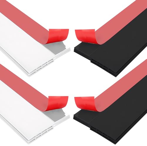 4 Pack Door Draft Excluder Strip 39 L X2 W Under Door Draught Excluder Self Adhesive Draft Stopper,Draught Stoppers for Noise Proof Energy Saving Preventing Bugs(White/Black)
