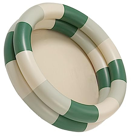 TOPINCN Familien-Aufblasbarer Sommerpool, Runder Aufblasbarer Pool, Niedlicher Stil, Wasserspiel, Verdicktes, Langlebiges Material, PVC (Grüner Streifen)