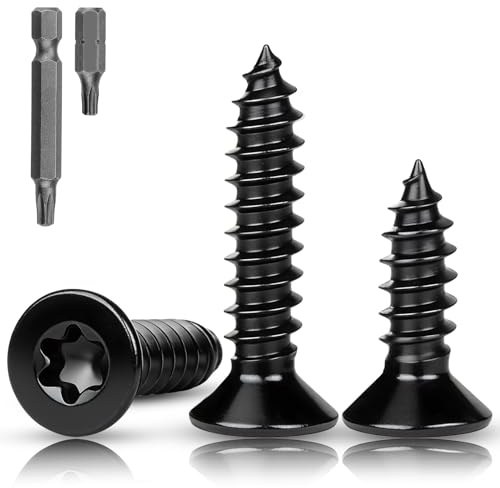 XRXYMQ 80 Stück Torx Holzschrauben M4 × 30 mm Edelstahl 304 Schwarz | lachkopfschrauben mit Vollgewinde, korrosionsbeständig Schwarze Schrauben für Akustikpaneele, Holzpaneele und Montagearbeiten
