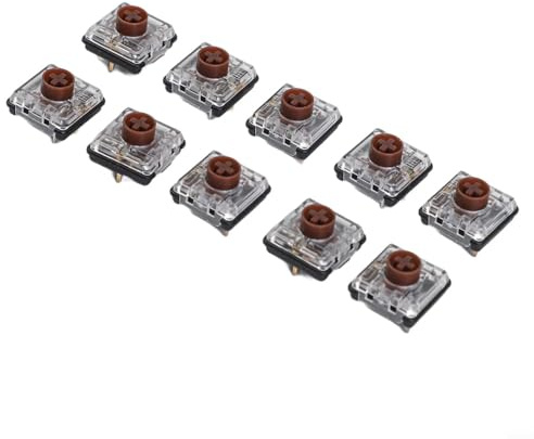 10-Pack Low-Profile Linear Tactile Mechanical Keyboard Switches, 15×15×5.3mm, Silent Operation, 100M Keystroke Lifespan, for Custom Keyboards (Red/Brown/Blue)(Brown)