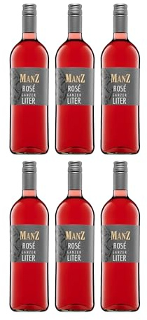 Weingut Manz Rosé Ganzer Liter Roséwein Süss VEGAN Deutschland inkl. FeinWert E-Book (6 x 1 l)